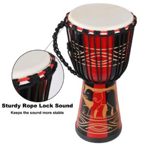 AIMEIS Djembe,10" African Drum Carved of Mahogany Goatskin Hand Drums for Adults Beginner (Red)