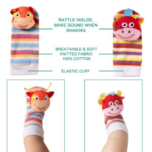 Rattle Sock Baby Toddlor Toy, Infant Toys 0-3 Months Rattle Toy Baby Toys 0-6 Months, 3 Month Old Development Toys, for Newborn Infant Baby Boy Girl Gifts, Baby Easter Basket Stuffers (4 PCS) (Animal)