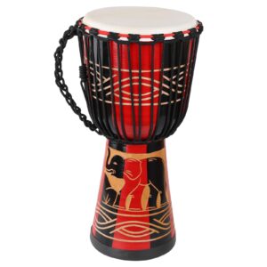 aimeis djembe,10" african drum carved of mahogany goatskin hand drums for adults beginner (red)