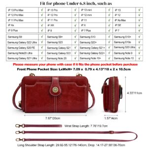 S-ZONE Genuine Leather Handbag Bundle with RFID Blocking Women Corssbody Cellphone Purse Wallet