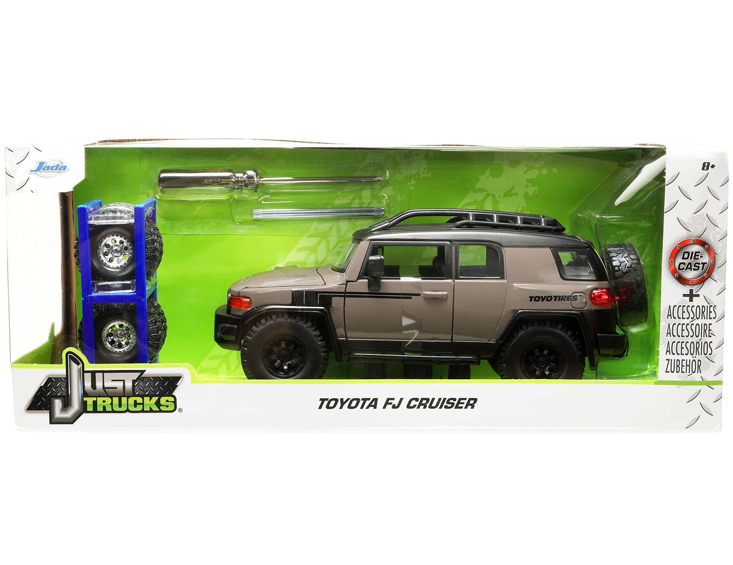 Jada Toys Just Trucks 1:24 Toyota FJ Cruiser Die-cast Car Brown with Tire Rack, Toys for Kids and Adults