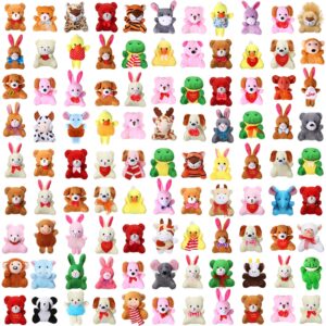 zhanmai 100 pcs mini plush stuffed animal bulk small animal toys keychain decoration party favors easter egg stuffer for kids birthday carnival classroom prizes gift goodie bag filler (cute style)