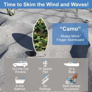 Shaka Minis Finger Skimboard | Finger Surfboard - Skim and Surf The Wind, Waves and Almost Anywhere (Camo)