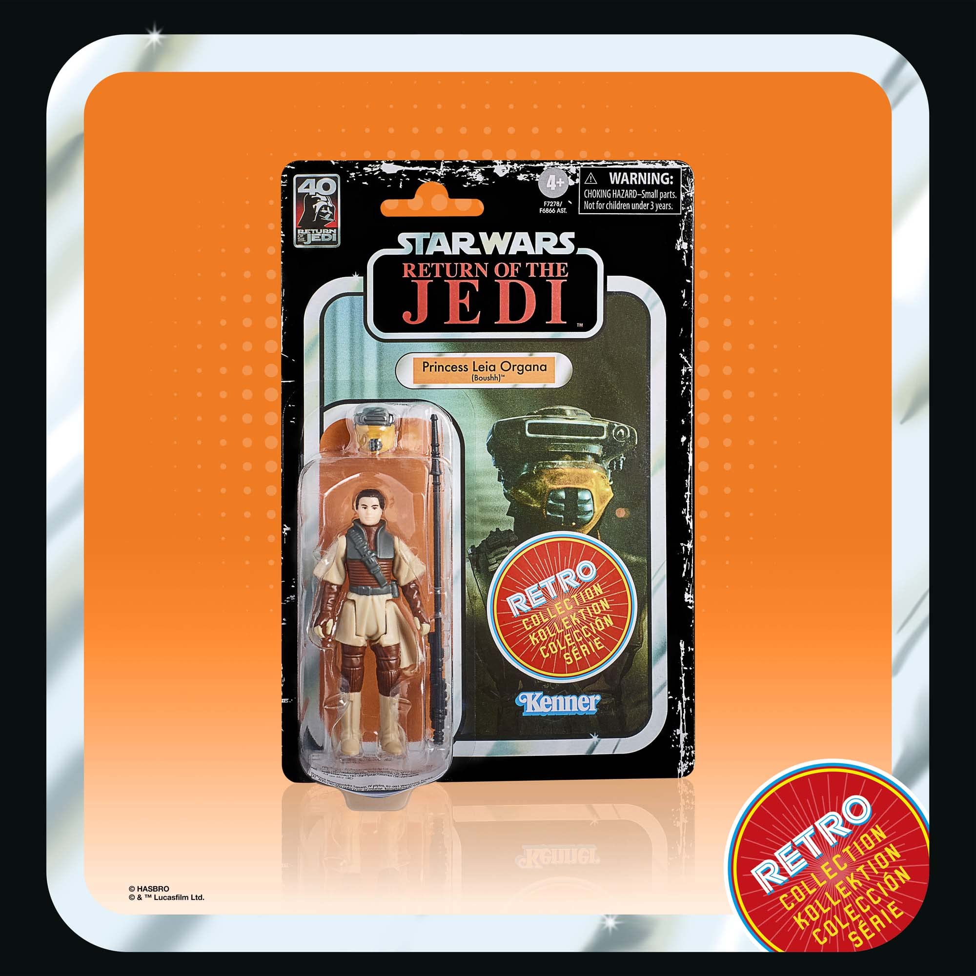 STAR WARS Retro Collection Princess Leia Organa (Boushh), Return of The Jedi 3.75-Inch Collectible Action Figures, Ages 4 and Up