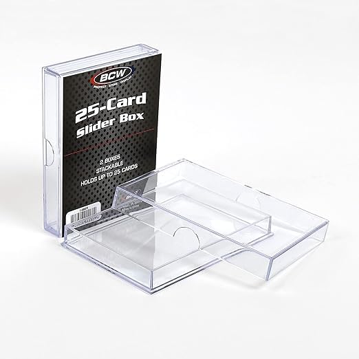 BCW 25 Card Slider Boxes - 10 Pack | Trading Card Storage Box | Sturdy, Stackable, Crystal-Clear Design for Magic The Gathering, Football, Basketball, Baseball | Card Case