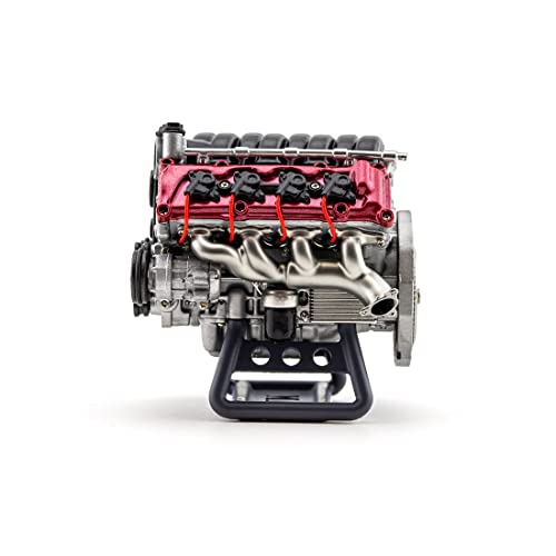 MAYS Mini V8 Engine Model Kit for Adults, MAD RC Metal Internal Combustion Dynamic Assembly DIY Toy for AX90104 SCX10â…¡ Capra VS4-10 Pro /Ultra Model Car - KIT Version, 6.4 x 6 x 5.5cm