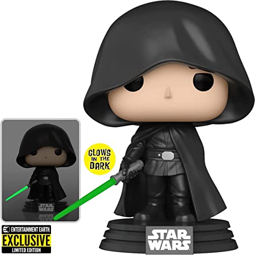 POP Star Wars: The Mandalorian - Luke Skywalker Glow-in-The-Dark Exclusive Funko Vinyl Figure (Bundled with Compatible Box Protector Case), Multicolor, 3.75 inches