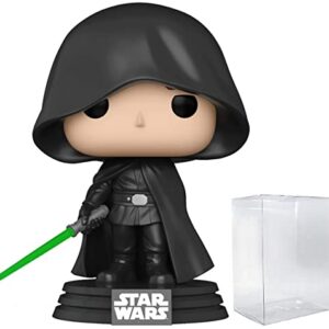 POP Star Wars: The Mandalorian - Luke Skywalker Glow-in-The-Dark Exclusive Funko Vinyl Figure (Bundled with Compatible Box Protector Case), Multicolor, 3.75 inches