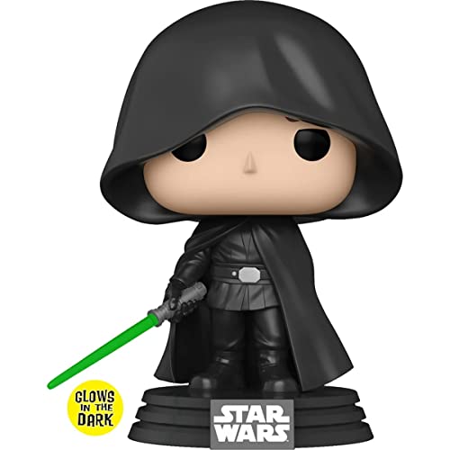 POP Star Wars: The Mandalorian - Luke Skywalker Glow-in-The-Dark Exclusive Funko Vinyl Figure (Bundled with Compatible Box Protector Case), Multicolor, 3.75 inches