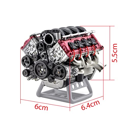 MAYS Mini V8 Engine Model Kit for Adults, MAD RC Metal Internal Combustion Dynamic Assembly DIY Toy for AX90104 SCX10â…¡ Capra VS4-10 Pro /Ultra Model Car - KIT Version, 6.4 x 6 x 5.5cm