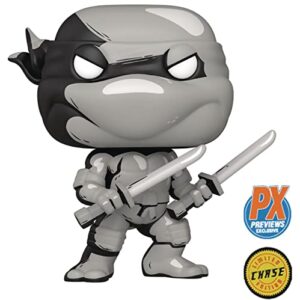 POP Teenage Mutant Ninja Turtles - Leonardo (PX Previews Exclusive) Black & White Chase Funko Vinyl Figure (Bundled with Compatible Box Protector Case), Multicolor, 3.75 inches