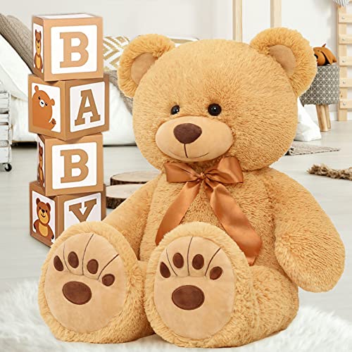 MorisMos Giant Teddy Bear Stuffed Animal, Big Teddy Bear Life Size, 36in Large Teddy Bear Cuddly Soft for Baby Shower, Boys, Girls