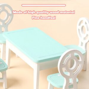 Wooden Dollhouse Furniture Set for Kids Colorful Pretend Play Toys with Wood Miniature Dining Room Doll House Accessories for Girls Boys Role Play Birthday Children's Day (PTD01)