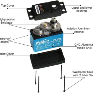 35KG High Torque Coreless Motor Servo Waterproof Metal Gear Digital and Stainless Steel Gear Servo with 25T Servo Arm for Robotic DIY,RC Car Angle 180 FT5330M