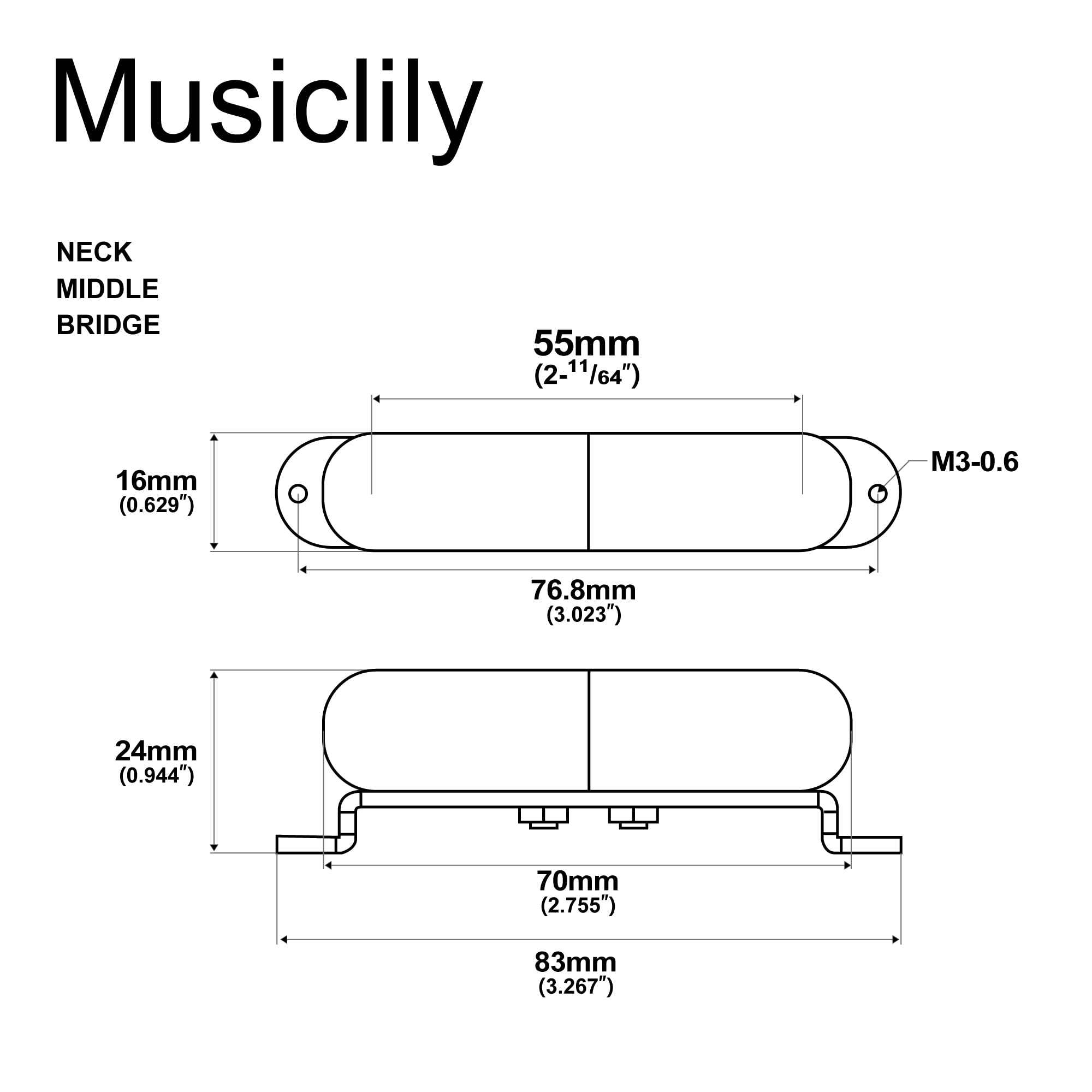 Artec Alnico 5 Guitar Lipstick Pickups Single Coil Neck Middle Bridge Pickups Set for Strat Style Electric Guitar, Chrome