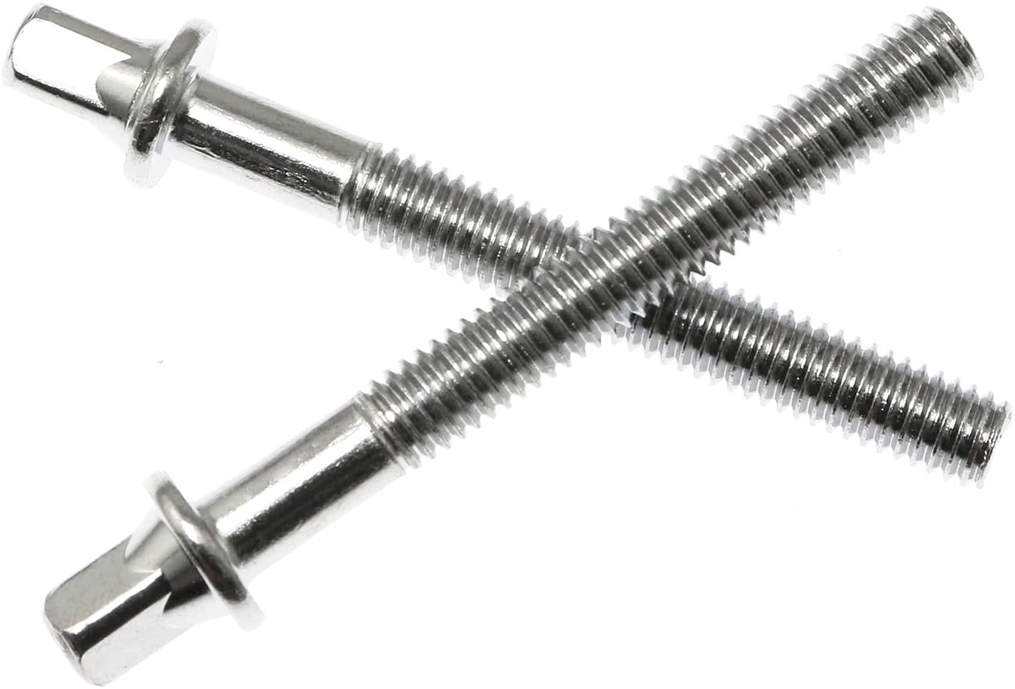 TUOREN Drum Set Hardware 12-Pack Stainless Steel Drum Tight Screw Tension Rods for Percussion Instrument Parts (M6 x50mm)