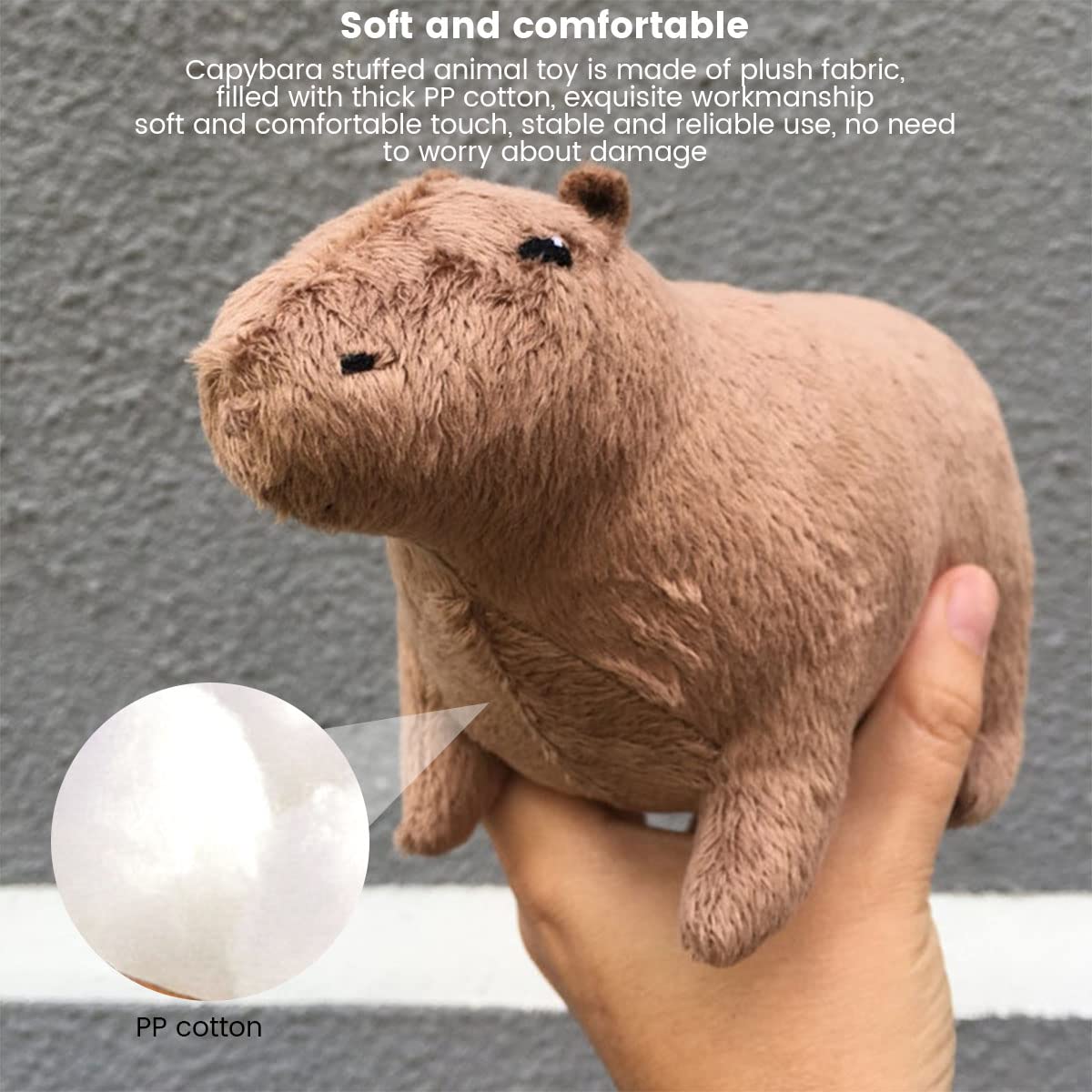 HOTBEST Capybara Rodent Plush Toy, Cute Cartoon Capybara Stuffed Animal, Heal Your Mood, Super Soft Brown Plush Doll Toy Figure, Wild Animals Crawling Plushie Toys for Kids Adult Lovers (Brown)