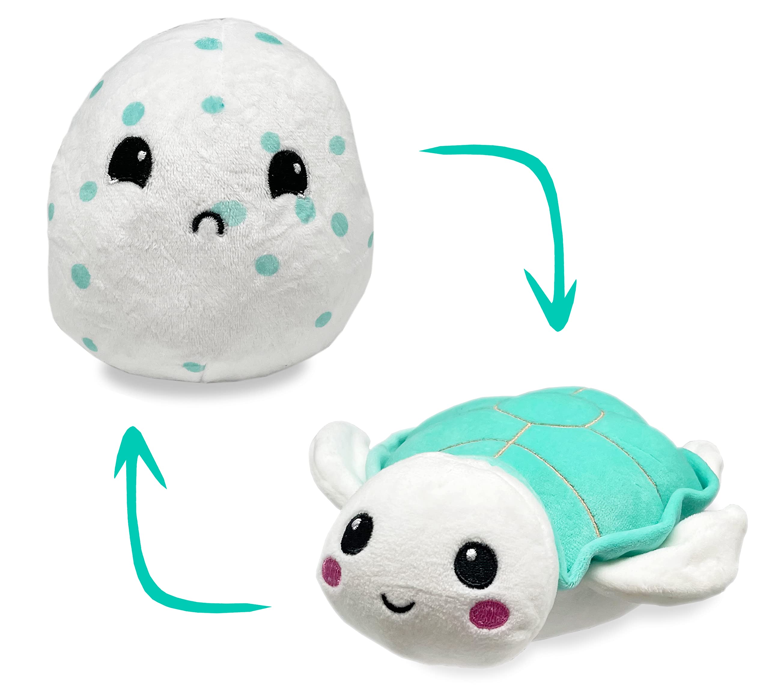 Hatchkinz | Reversible Sea Turtle to Egg Plushie | Happy + Sad | Show Your Mood | Stress Relief Plush 7"