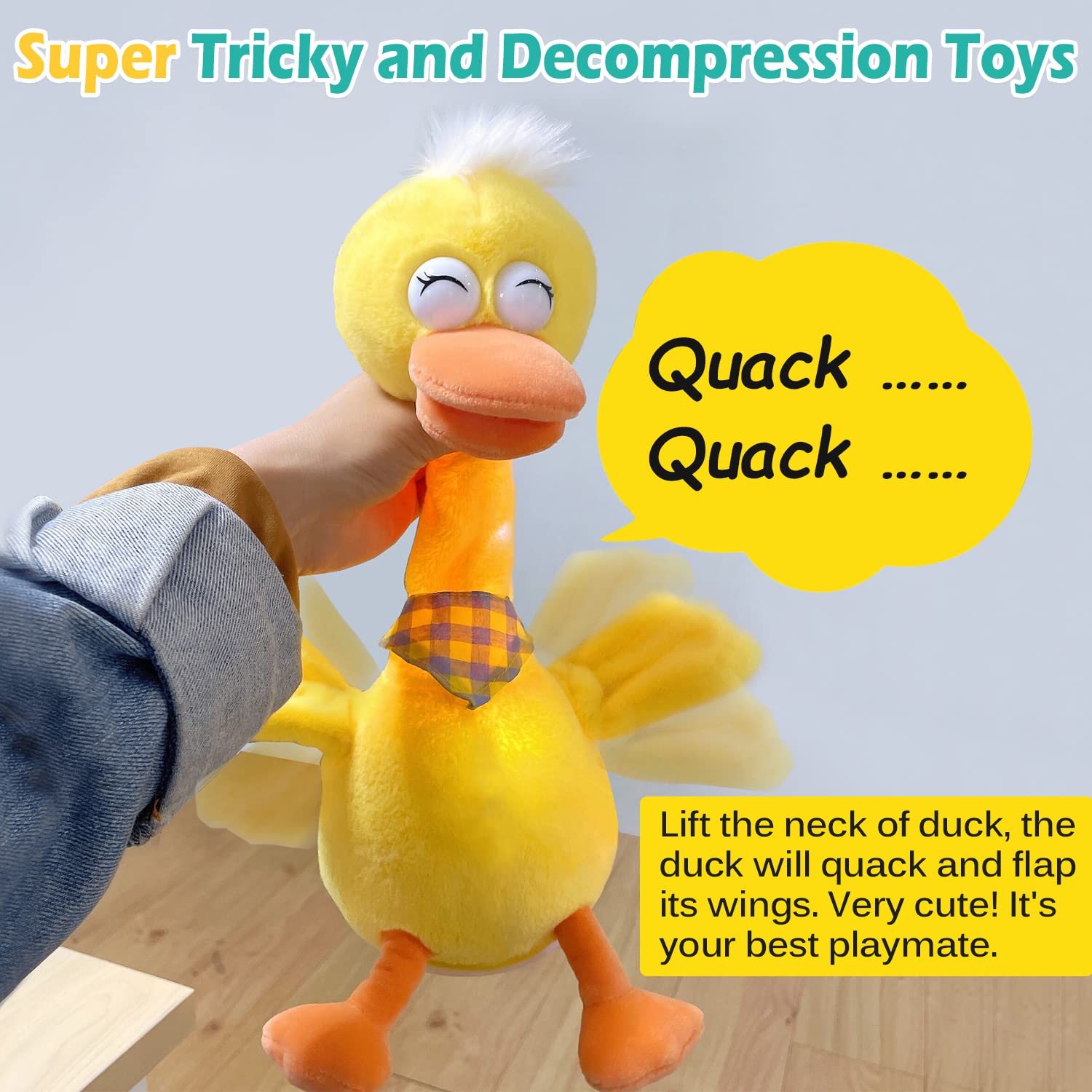 13" Talking Dancing Duck, Repeating What You Say Mimicking Recording Plush Baby Toy Musical English Song Singing Talking Glowing Animated Twisting Gift of Lighting Up Toy for Boy Kid