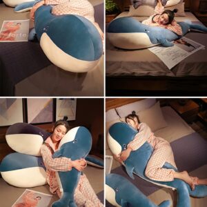 CHDGIOHA Whale Stuffed Animal - Large Stuffed Whale,Soft Whale Plush Body Pillow,Cute Plushies Whale Throw Pillows Birthday Gifts for Girls & Boys 47.2IN (Blue,X-Large)