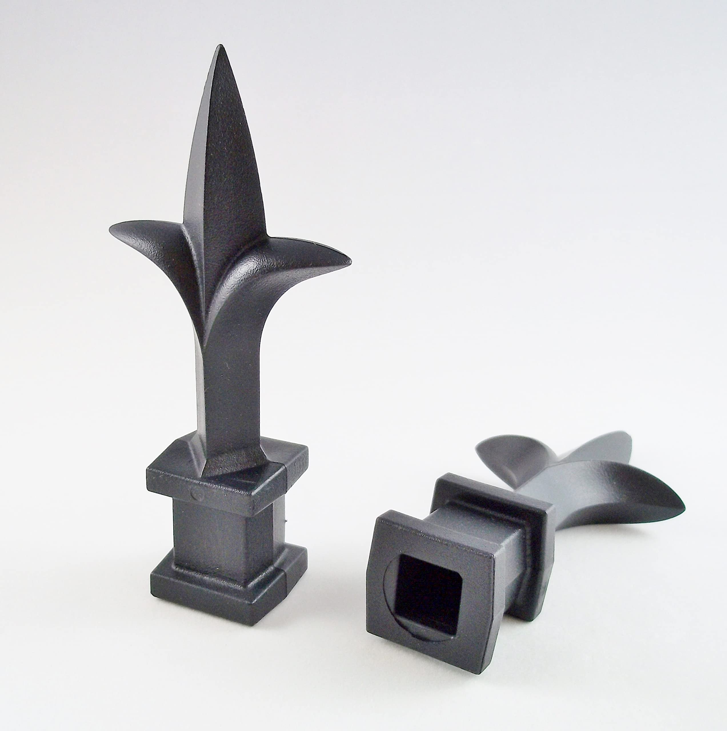 Retrospec Creations 10 Each for 1/2” Black Plastic Finial Tops for Iron Picket Fence Triad Spear – #1-50