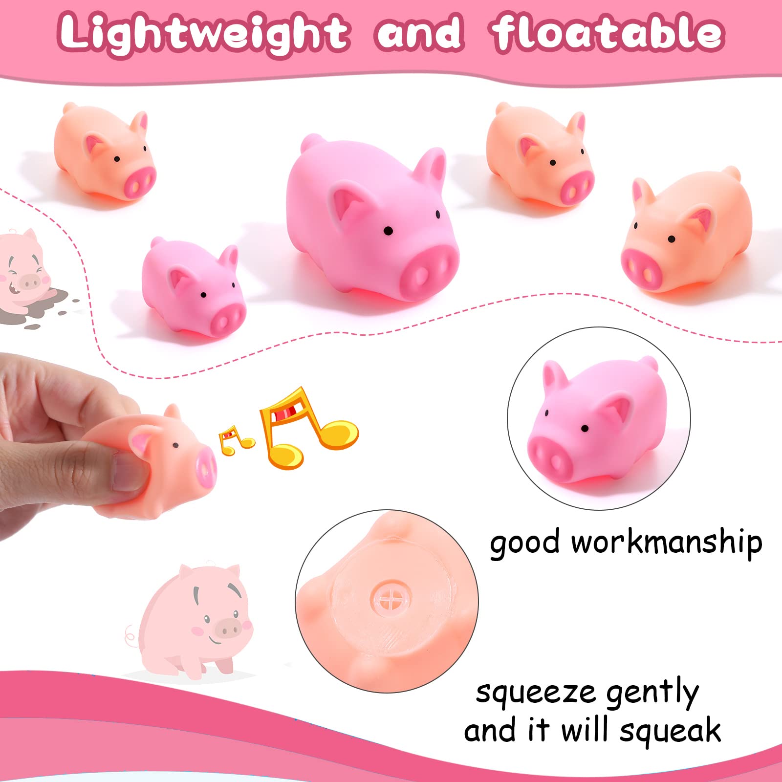 100 Pieces Mini Rubber Bath Pig Float Pigs Mini Rubber Pigs Bulk Rubber Piggy Bath Toys for Pig Themed Baby Shower Birthday Party Favors, Nude Color, Pink (Nude Color, Pink, Pig)