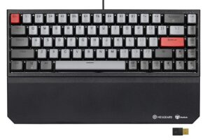 hexgears powerblade x1 pro wireless mechanical keyboard, 3-mode connectivity, 65% gaming keyboard, double-shot pbt pudding keycaps, hot-swappable kailh box switches, n-key rollover, wrist rest