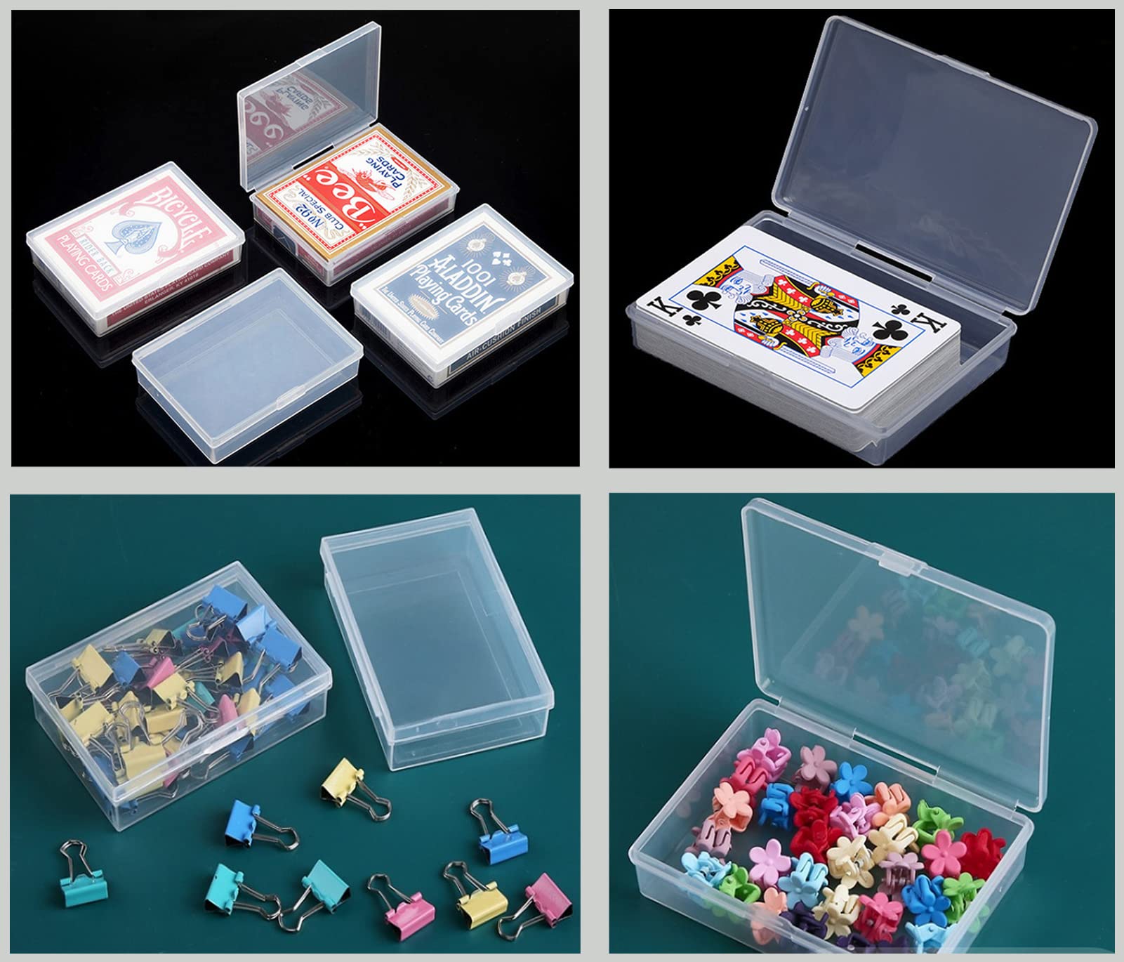 10Pcs Clear Plastic Playing Card Boxes Snaps Closed Poker Gaming Playing Card Deck Cases Holder Plastic Storage Box Clear Trading Card Box Plastic Card Storage Organizer for Bank Business Card (10Pcs)