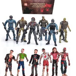 Ai-Fun 12PCS Action Figures Set, Special Force Soldier Figures, Fighting with Zombie Dead and Mercenary Figures Action Figures for Kids (Zombie and Mercenary)