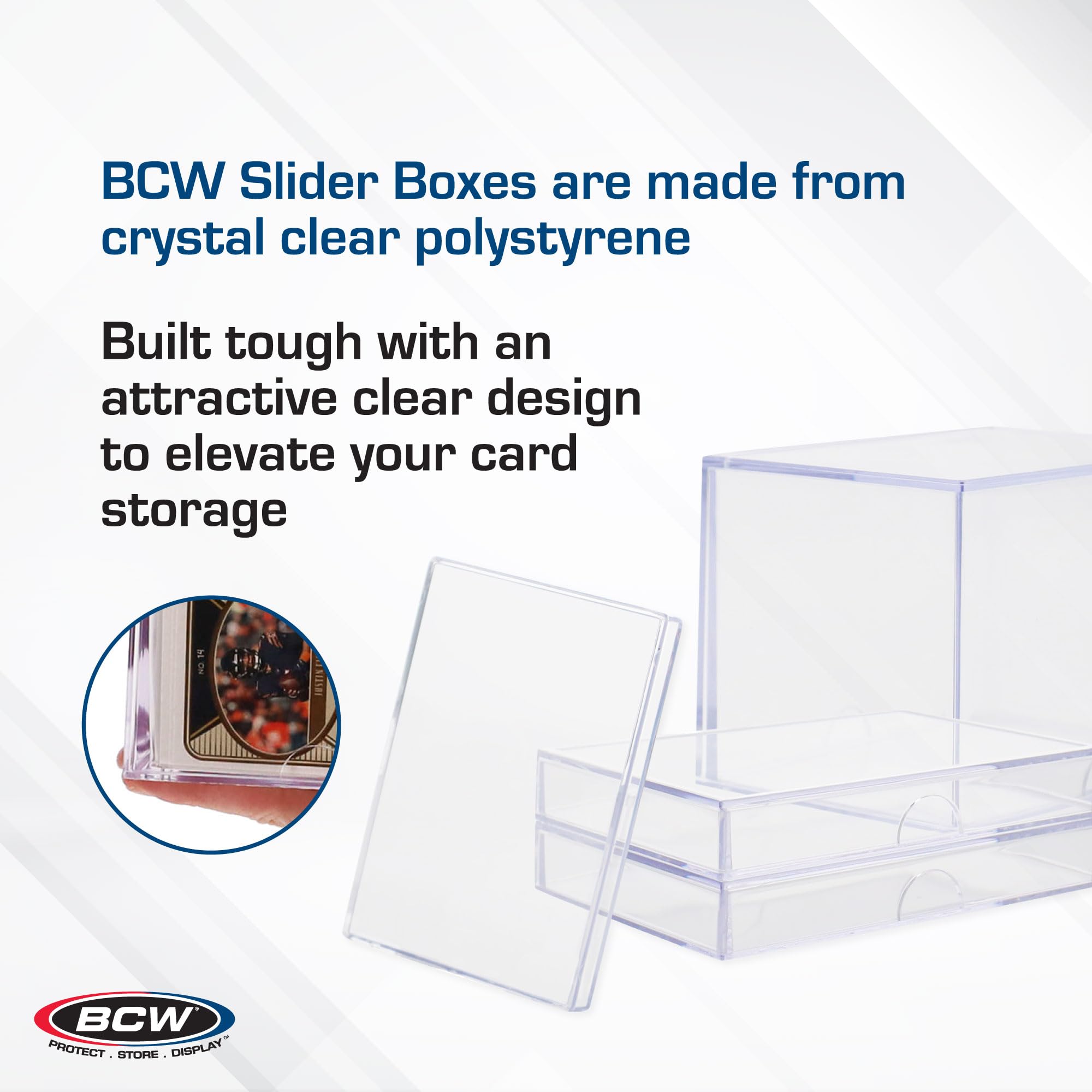 BCW 25 Card Slider Boxes - 10 Pack | Trading Card Storage Box | Sturdy, Stackable, Crystal-Clear Design for Magic The Gathering, Football, Basketball, Baseball | Card Case