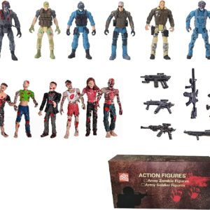 Ai-Fun 12PCS Action Figures Set, Special Force Soldier Figures, Fighting with Zombie Dead and Mercenary Figures Action Figures for Kids (Zombie and Mercenary)