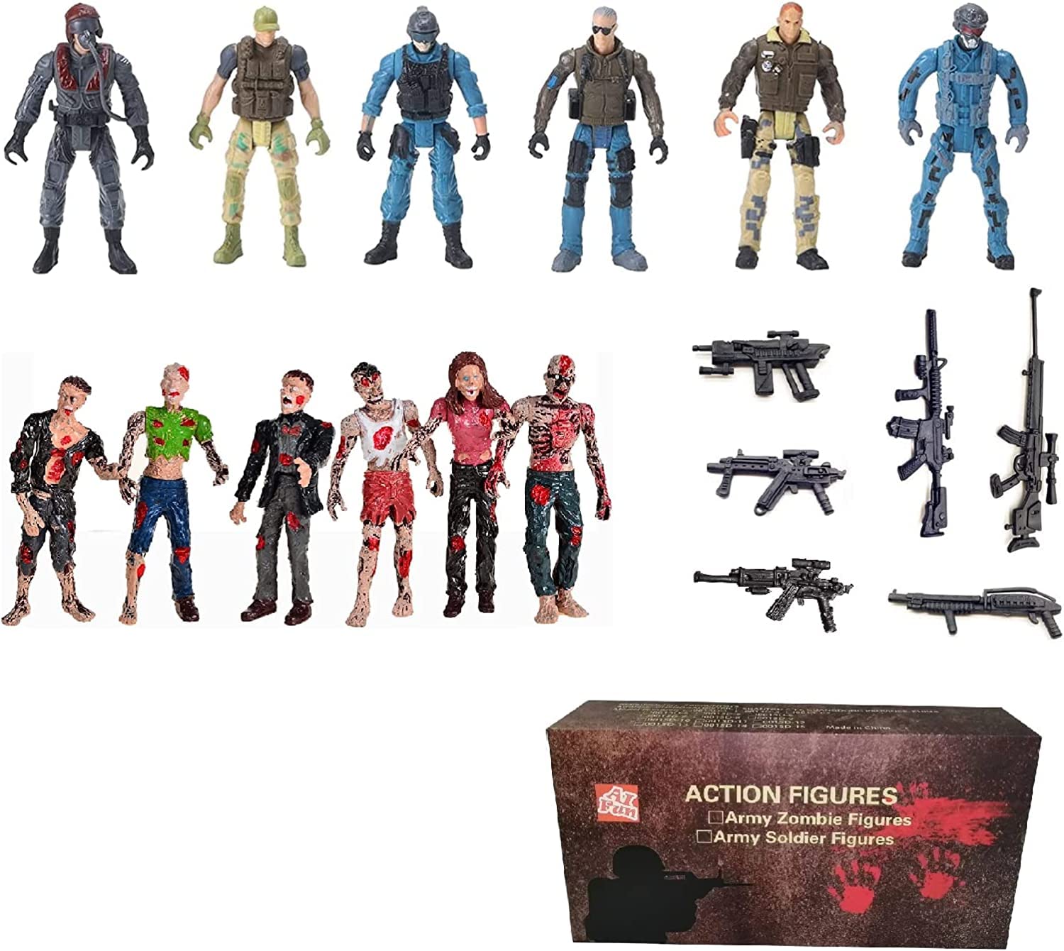 Ai-Fun 12PCS Action Figures Set, Special Force Soldier Figures, Fighting with Zombie Dead and Mercenary Figures Action Figures for Kids (Zombie and Mercenary)