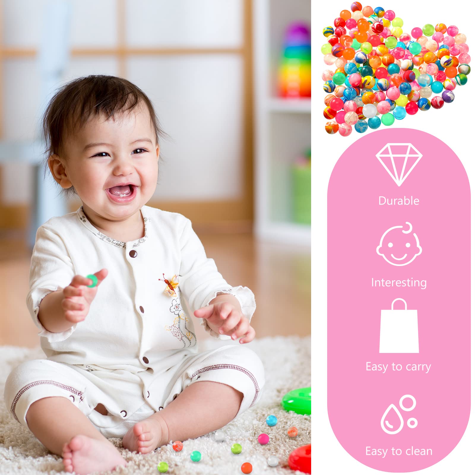 300 Pcs Small Bouncy Balls Bulk for Kids Rubber High Bouncing Balls 0.78 Inch/ 20 mm Mini Neon Bouncing Balls for Back to School Game Prizes Party Favors Birthday Gift Vending Machines Activities