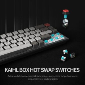 Hexgears PowerBlade X1 Pro Wireless Mechanical Keyboard, 3-Mode Connectivity, 65% Gaming Keyboard, Double-Shot PBT Pudding Keycaps, Hot-Swappable Kailh Box Switches, N-Key Rollover, Wrist Rest