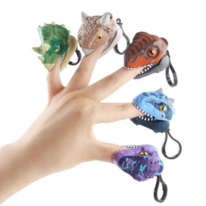 DINOBROS Dinosaur Pull Back Car Toys Finger Biting Dino Chomper 6 Pack Jurassic Dinosaurs Snap On Backpack Keychain Grabber Gadgets for Kids 3 4 5 6 7 Year Old