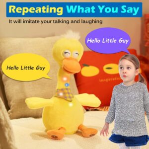 13" Talking Dancing Duck, Repeating What You Say Mimicking Recording Plush Baby Toy Musical English Song Singing Talking Glowing Animated Twisting Gift of Lighting Up Toy for Boy Kid