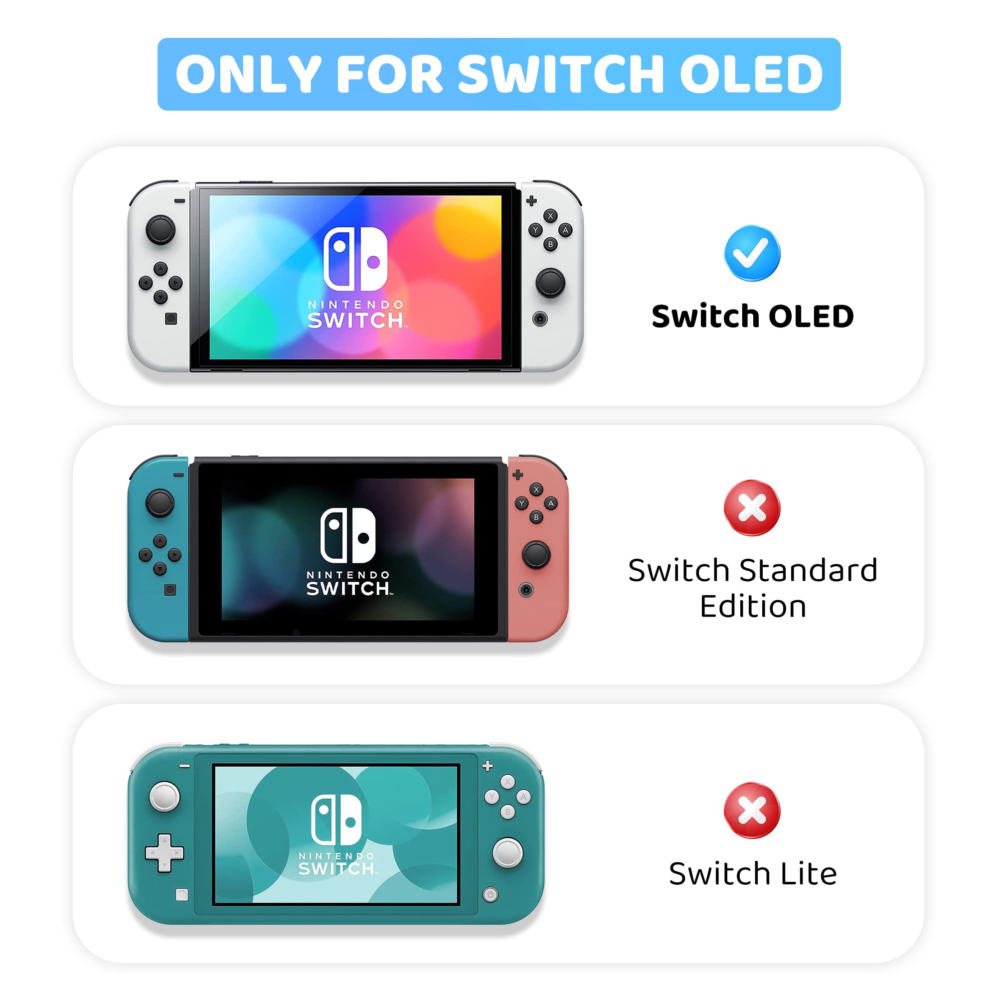 GLDRAM Glitter Clear Case Compatible with Nintendo Switch OLED, Anti-Scratch PC Protective Skin Cover, Flash Shiny Switch OLED Shell Accessories with Fireflies & Mushroom Pattern