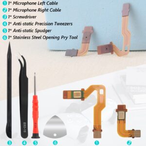 YWLRONG PS5 Microphone Flex Cable for Sony PlayStation 5 PS5 BDM-010 Handle Inner Mic Ribbon Cable Controller Replacement with Tools(Lelf and Right)