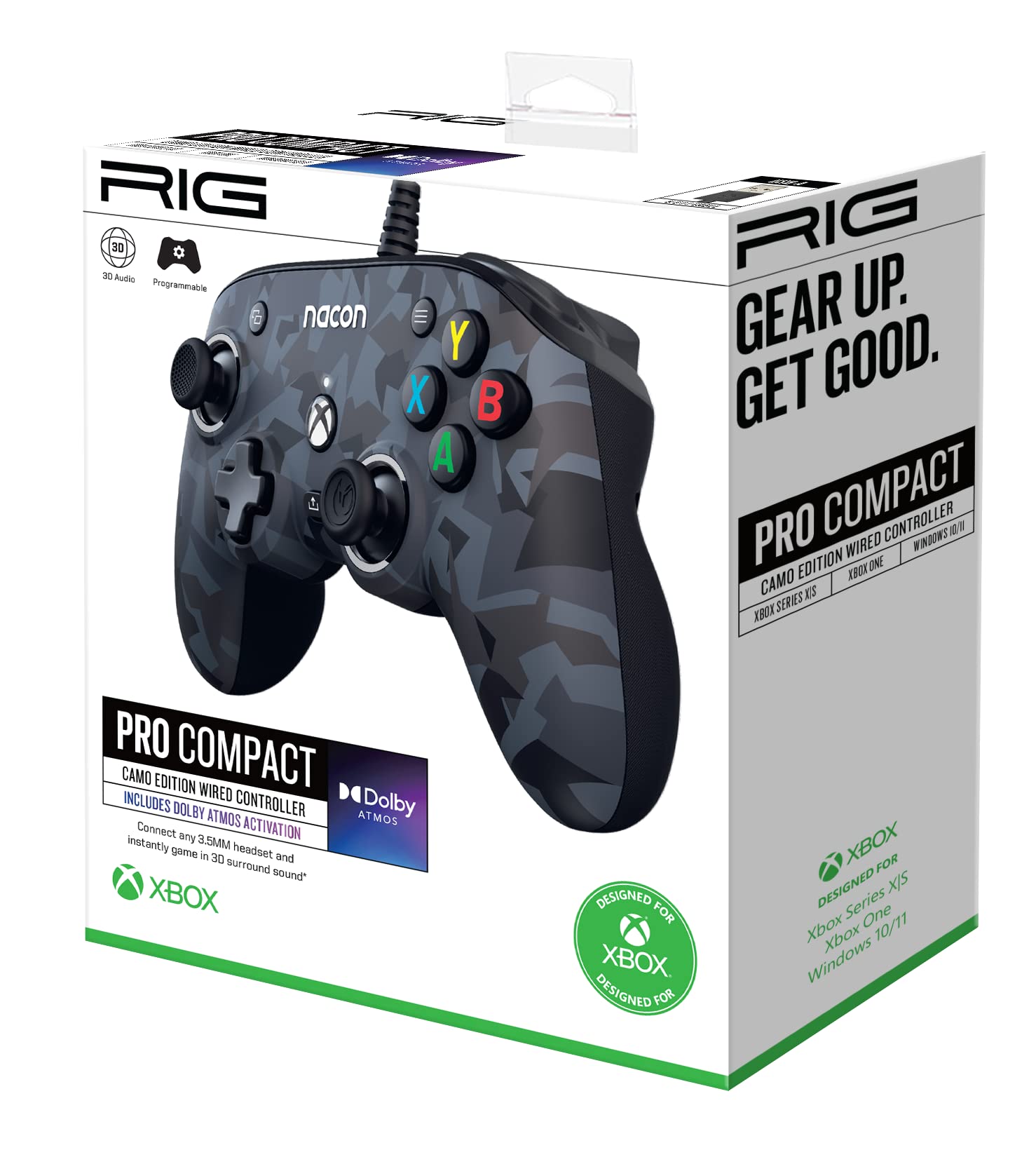 RIG Nacon PRO Compact Controller with Dolby Atmos for Xbox Series X|S, Xbox One, Windows 10/11 PCs - Urban Camo