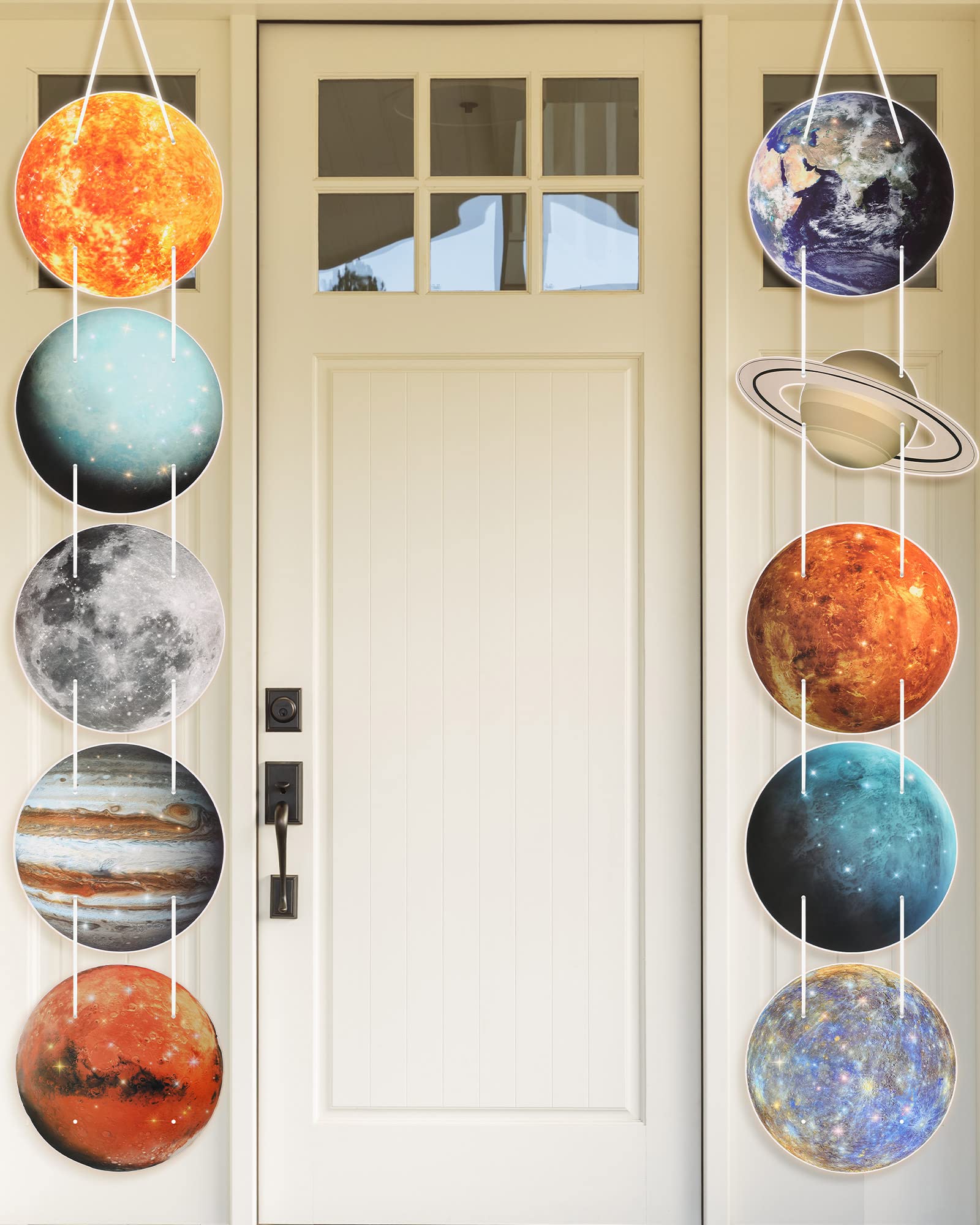 Sabary 10 Pcs Planets Theme Party Decor Solar System Decorations Outer Space Banner Cardboard Cutout Birthday Party Favors Planet Space Sign Porch Banner for Space Birthday Party Supplies