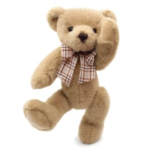 suepcuddly 13" jointed teddy bear stuffed animal for girl,boy,baby cute plush toy/light brown