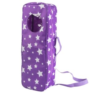 Doll Storage Carrying Case - (Purple Star) for Any 18" Doll - Organizer Storage Traveling Accessories Case w Clear Window, Zipper, and Carrying Strap, Great Birthday for Kids Girls