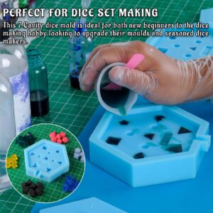 CZYY DND Dice Mold Silicone 7 Standard Polyhedral Sharp Edge Dice Slab Mould for D&D, Tabletop RPG