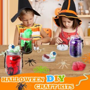 Halloween Crafts Activities For Kids Ages 4-12 ,3 pcs Glass Mason Jar for School Halloween Art Activities,Classroom Prizes,Halloween Craft Supplies,DIY Lantern Jar for Gifts Halloween Party Favors