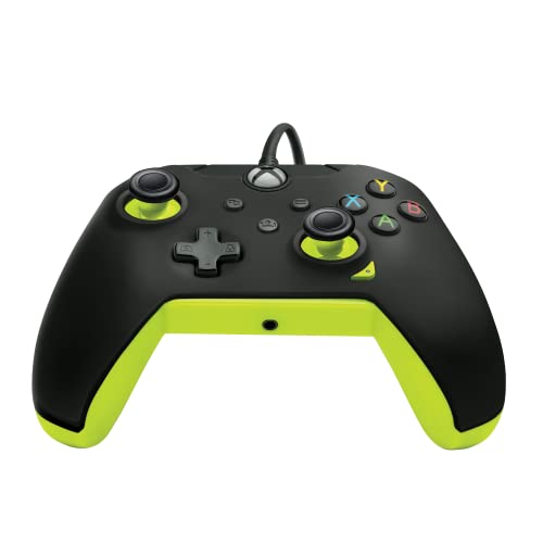 PDP Wired Xbox Game Controller - Licensed for Xbox Series X|S/Xbox One, Dual Vibration Gamepad, App Supported - Electric Black/Yellow (Amazon Exclusive)