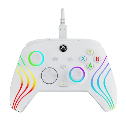 PDP Gaming Afterglow™ Wave Enhanced Wired Controller for Xbox Series X|S, Xbox One and Windows 10/11 PC, advanced gamepad video game controller, Officially Licensed by Microsoft for Xbox, White