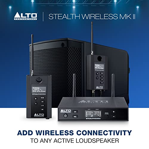 Alto Professional Stealth MKII-UHF Stereo Wireless Audio System for Active Speakers with Transmitter and 2 Receivers, 2 XLR Ins, Expandable