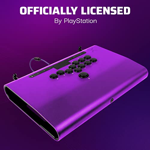 Victrix Pro FS-12 ESports Playstation Fight Stick All Button Arcade Controller for PS5, PS4, PC, 12-Button Sanwa Denshi, Ergonomic Detachable Joystick, Tournament Grade for Fighting Games (Purple)