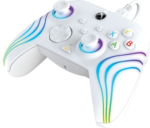 PDP Gaming Afterglow™ Wave Enhanced Wired Controller for Xbox Series X|S, Xbox One and Windows 10/11 PC, advanced gamepad video game controller, Officially Licensed by Microsoft for Xbox, White