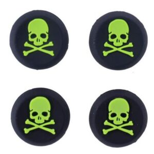 4PCS Skull Silicone Thumb Stick Grip Cap Joystick Thumbsticks Caps Cover for PS4 PS3 Xbox One PS2 Xbox 360 Game Controllers Replacement (Green Skull)